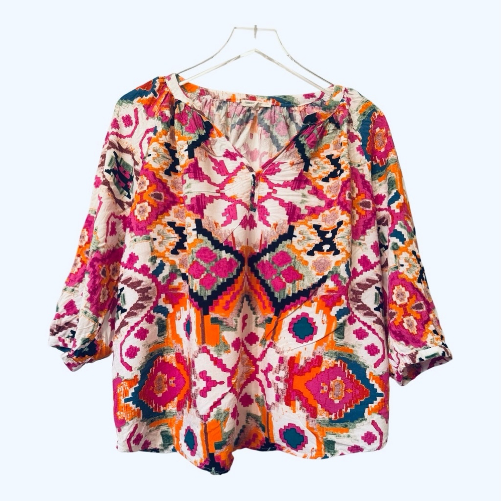 Christian Siriano New York Blouse Top Size 1X Multi-color Geo Print - Picture 2 of 10